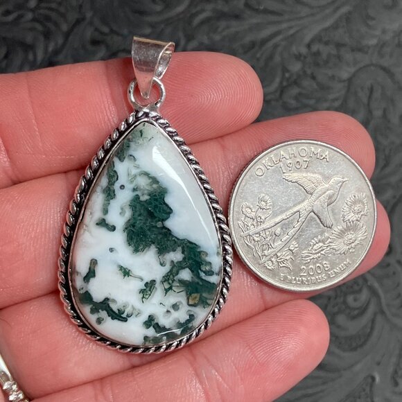 Natural Tree Agate Pendant Stone Crystal Jewelry - Picture 6 of 7